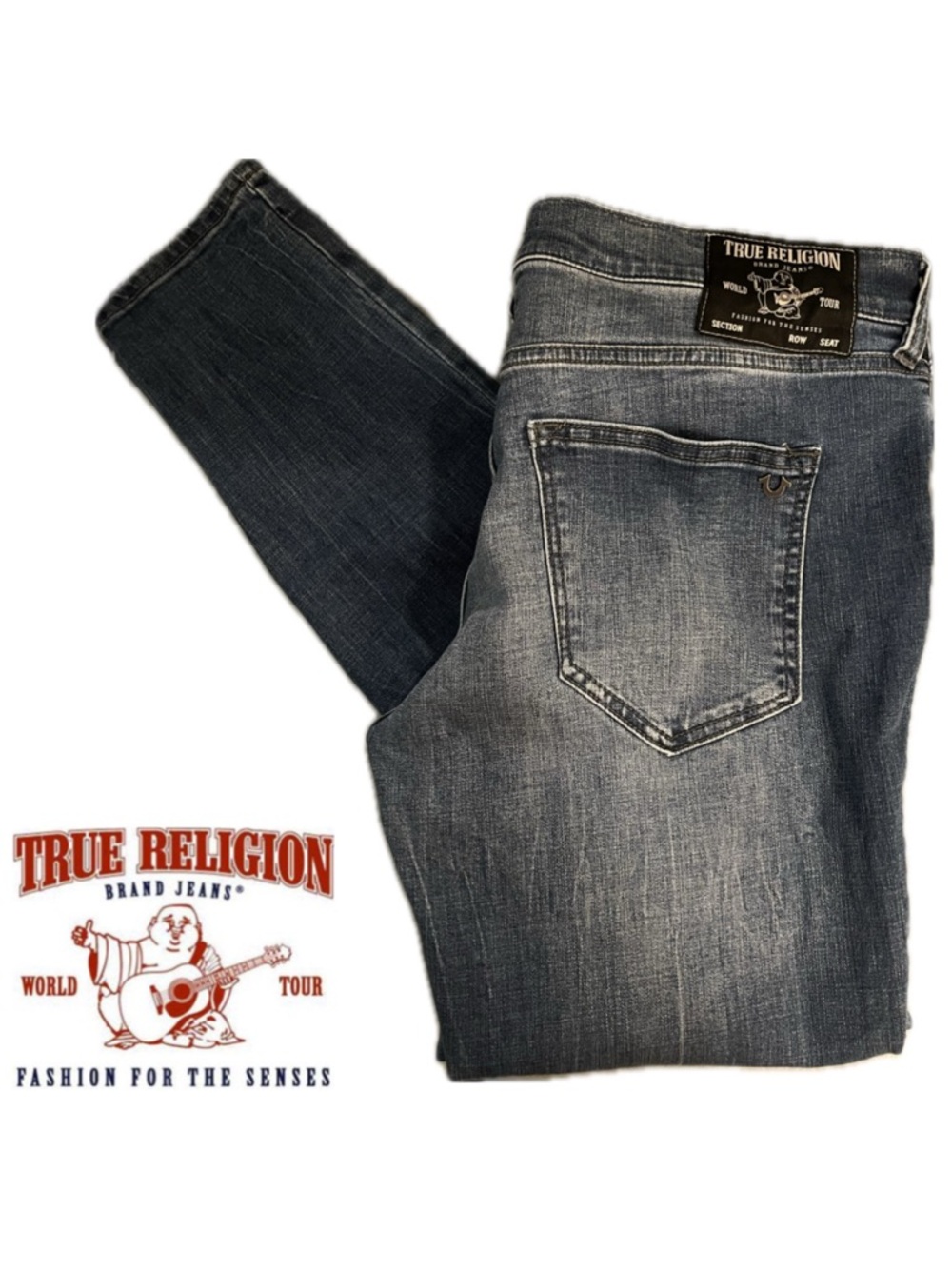 True Religion Tony Men's 38 Blue Super Skinny Jeans Stretch Denim 5 Pocket TBD - Picture 5 of 13